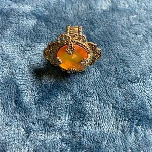 Gold Stretchy ring with orange stone